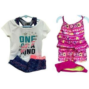 Girls Size 4-5 Wonder Nation Swimsuit and RBX 2 Piece Leggings & Top Outfit